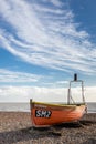 WORTHING, WEST SUSSEX/UK - NOVEMBER 13 : View of a fishing boat on the beach in Worthing West Sussex on November 13, 2018