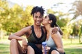 We wouldnt be this fit without each other. Cropped portrait of two attractive young women sitting close to each other Royalty Free Stock Photo