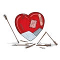 wounded love red heart with cupid\'s arrows