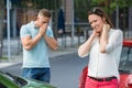 Woman Getting Wounded After Car Collision Royalty Free Stock Photo