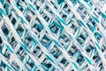 Woven ball of blue and white rope macro close up shot Royalty Free Stock Photo