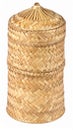 Woven Bamboo Basket Cylindrical Container Craft Storage in Natural Light Isolated Royalty Free Stock Photo