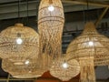 A woven bamboo lamp is a beautifully crafted lighting fixture that adds a touch of natural elegance to any space.