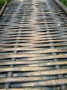 woven bamboo in such a way as to become a traditional bridge Royalty Free Stock Photo