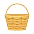 Woven Basket with Handle for Harvesting and Storage Vector Illustration