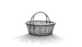 Woven Basket with Handle on White Background Illustration Royalty Free Stock Photo