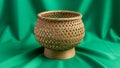 Woven basket with intricate lattice pattern and rounded open top Royalty Free Stock Photo