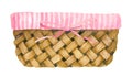 Woven basket with striped lining and tyny pink bow