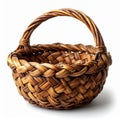 Woven Brown Basket Isolated on White Background in Studio Lighting Royalty Free Stock Photo