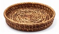 Woven Brown Round Basket Isolated on White Background Decorative Craft Royalty Free Stock Photo