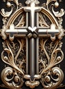 Religious, Catholic, ornamental, woven, decorative, baroque cross