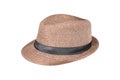 Woven fedora hat isolated on a white background Royalty Free Stock Photo