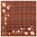Woven grunge striped and checkered square napkin with floral applique