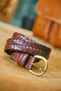 Woven leather belt for male Royalty Free Stock Photo