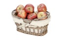 Woven Lined Wicker Basket Filled with Red Apples Royalty Free Stock Photo