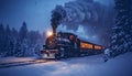 Woven from a Snowy Tale: Polar Express in the Reflection of Snowy Roof Royalty Free Stock Photo