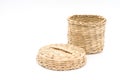 woven straw basket isolated on white background Royalty Free Stock Photo