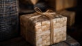 A Woven Straw Gift Box Tied With Straw Royalty Free Stock Photo