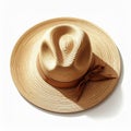 Woven Straw Sun Hat with Brown Ribbon and Bow Isolated White Background Studio Lighting Royalty Free Stock Photo