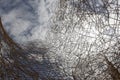 Woven wicker against sky. Abstract background.