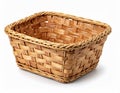 Woven Wicker Basket Container Isolated on White Background in Studio Lighting Royalty Free Stock Photo