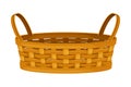 Woven Wicker Basket with Handle for Harvesting and Storage Vector Illustration