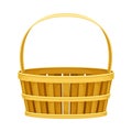 Woven Wicker Basket with Handle for Harvesting and Storage Vector Illustration