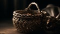 Woven wicker basket, rustic decoration for home generated by AI