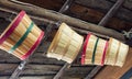 Woven wooden baskets hanging