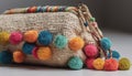 Woven wool ball bag: colorful craft gift generated by AI