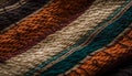 Woven wool rug with striped pattern backdrop generated by AI