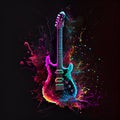 Colorful colourful abstract guitar vibrant bright colors dark background Royalty Free Stock Photo