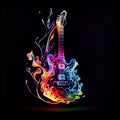 Colorful colourful abstract guitar vibrant bright colors dark background