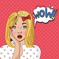 WOW bubble pop art blonde Royalty Free Stock Photo