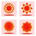 Wow : Collection of sun stars starburst sunbeam, sticker banner label icons shape, abstract background vector illustration modern Royalty Free Stock Photo
