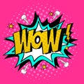Wow/Comic speech bubble with expression text, stars and clouds Royalty Free Stock Photo