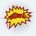 WOW - comic speech bubble. Pop art style and halftone. Royalty Free Stock Photo
