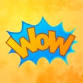 WOW comics sound effect with halftone pattern on yellow