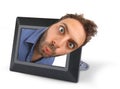Wow expression with digital photo frame Royalty Free Stock Photo