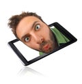 Wow expression with tablet Royalty Free Stock Photo