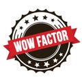 WOW FACTOR text on red brown ribbon stamp Royalty Free Stock Photo