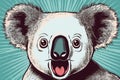 Wow pop art surprised koala, concept of Sensationalism, created with Generative AI technology Royalty Free Stock Photo