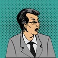 Wow pop art surprised man face. Pop Art illustration of a comic style. Royalty Free Stock Photo