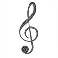 Black music note symbol. Treble clef isolated Royalty Free Stock Photo