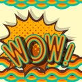 WOW - retro lettering with shadows, halftone pattern on poster popart background Royalty Free Stock Photo