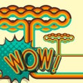 WOW - retro lettering with shadows, halftone pattern on poster popart background Royalty Free Stock Photo