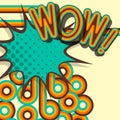 WOW - retro lettering with shadows, halftone pattern on poster popart background Royalty Free Stock Photo