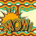 WOW - retro lettering with shadows, halftone pattern on poster popart background Royalty Free Stock Photo