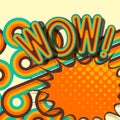 WOW - retro lettering with shadows, halftone pattern on poster popart background Royalty Free Stock Photo