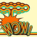 WOW - retro lettering with shadows, halftone pattern on poster popart background Royalty Free Stock Photo